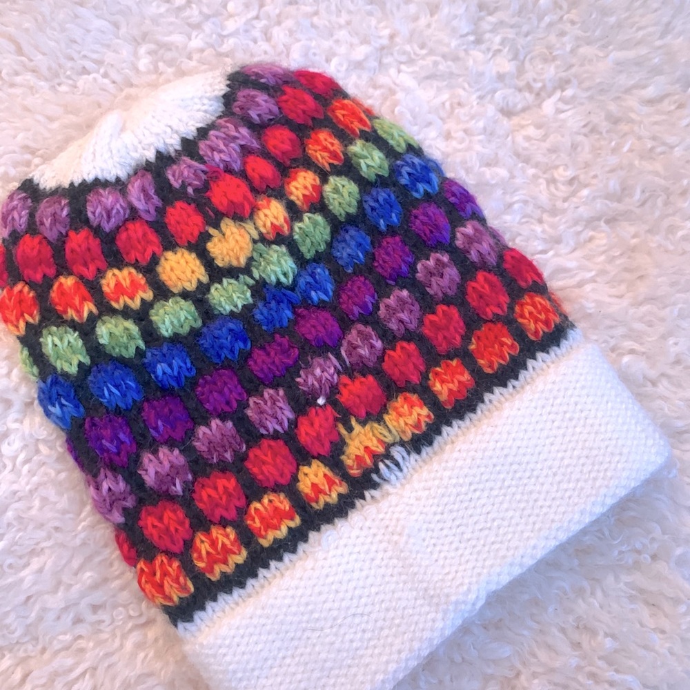 rainbow knit beanie